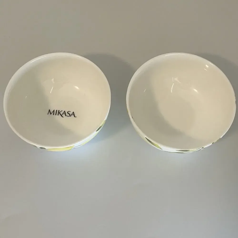 Mikasa Lemons Bone China Fruit Dessert Sauce Bowls Set of 2